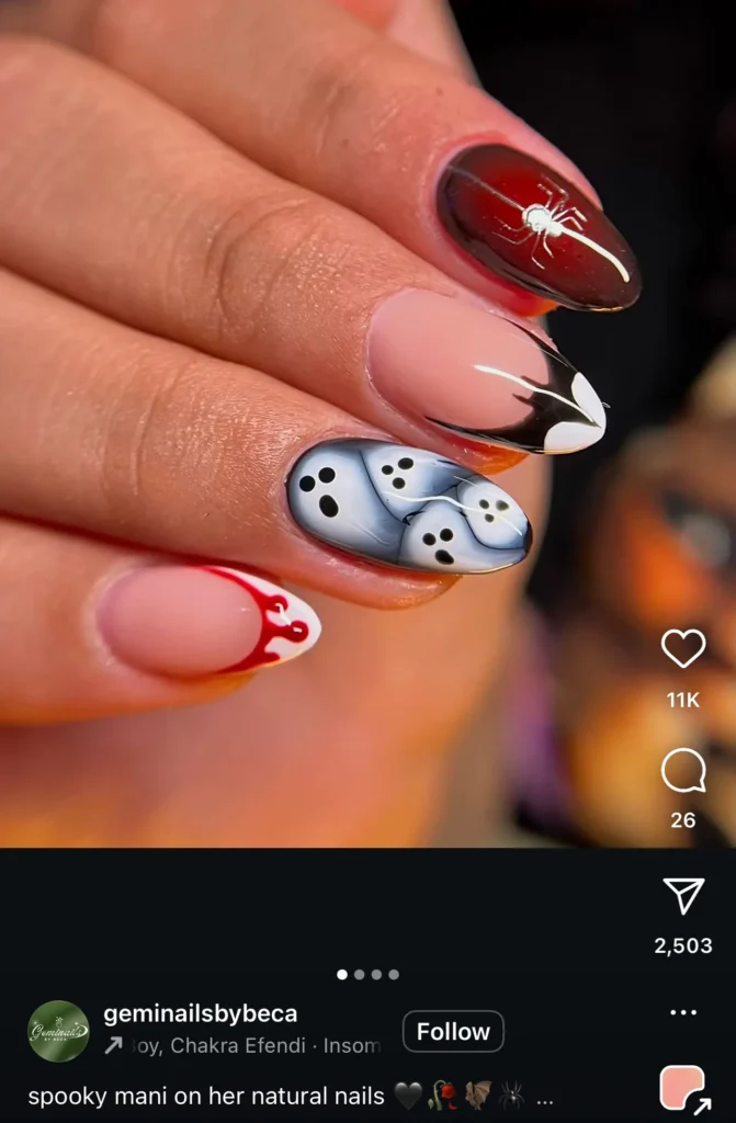 Mixed Spooky Nail Art